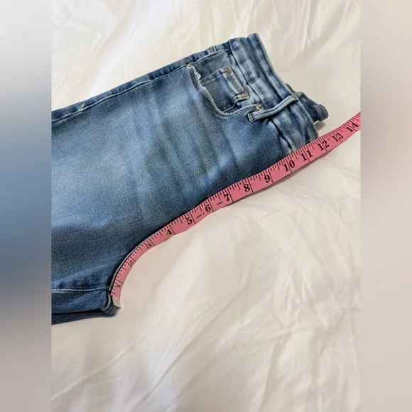 Good American | SZ 14/ 32 | Straight Jeans Indigo Blue | Cropped Distressed - Picture 7 of 9